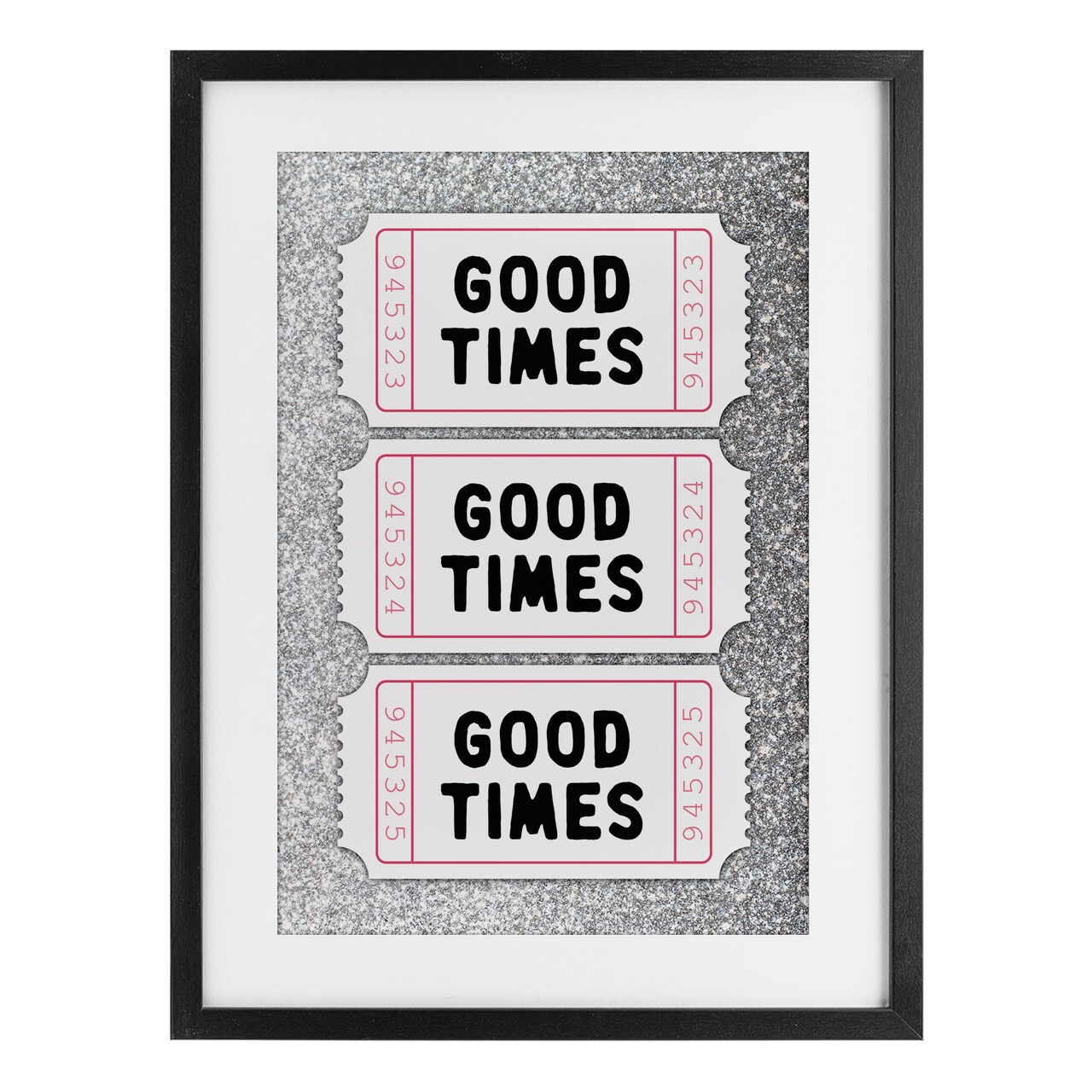 Stupell Industries Good Times Glam Tickets Black Framed Print Under Glass, design by Lettered and Lined